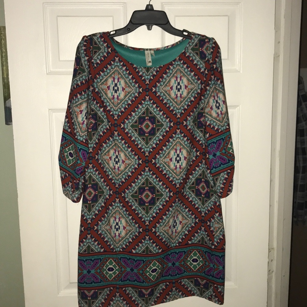 Tunic dress in Navaho style print